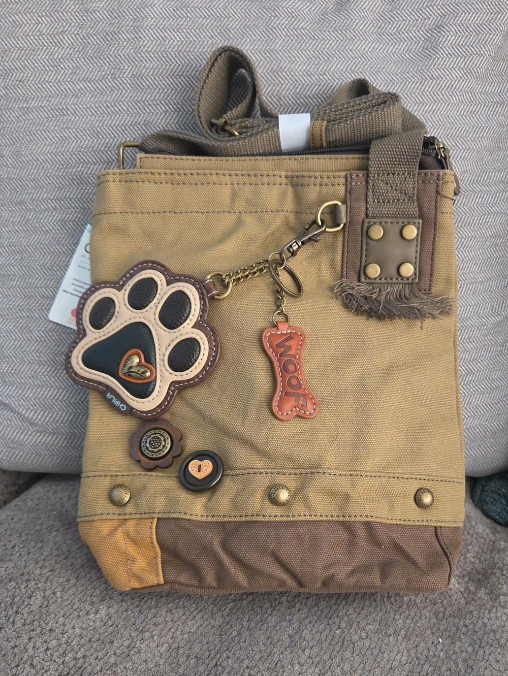 Chala Paw Print Patch Canvas Crossbody Messenger Bag NWT